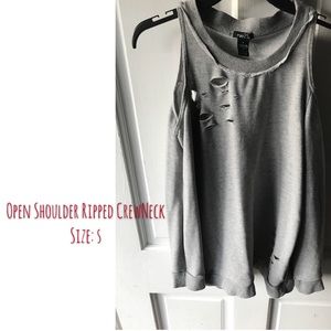 Ripped Open Shoulder Crewneck